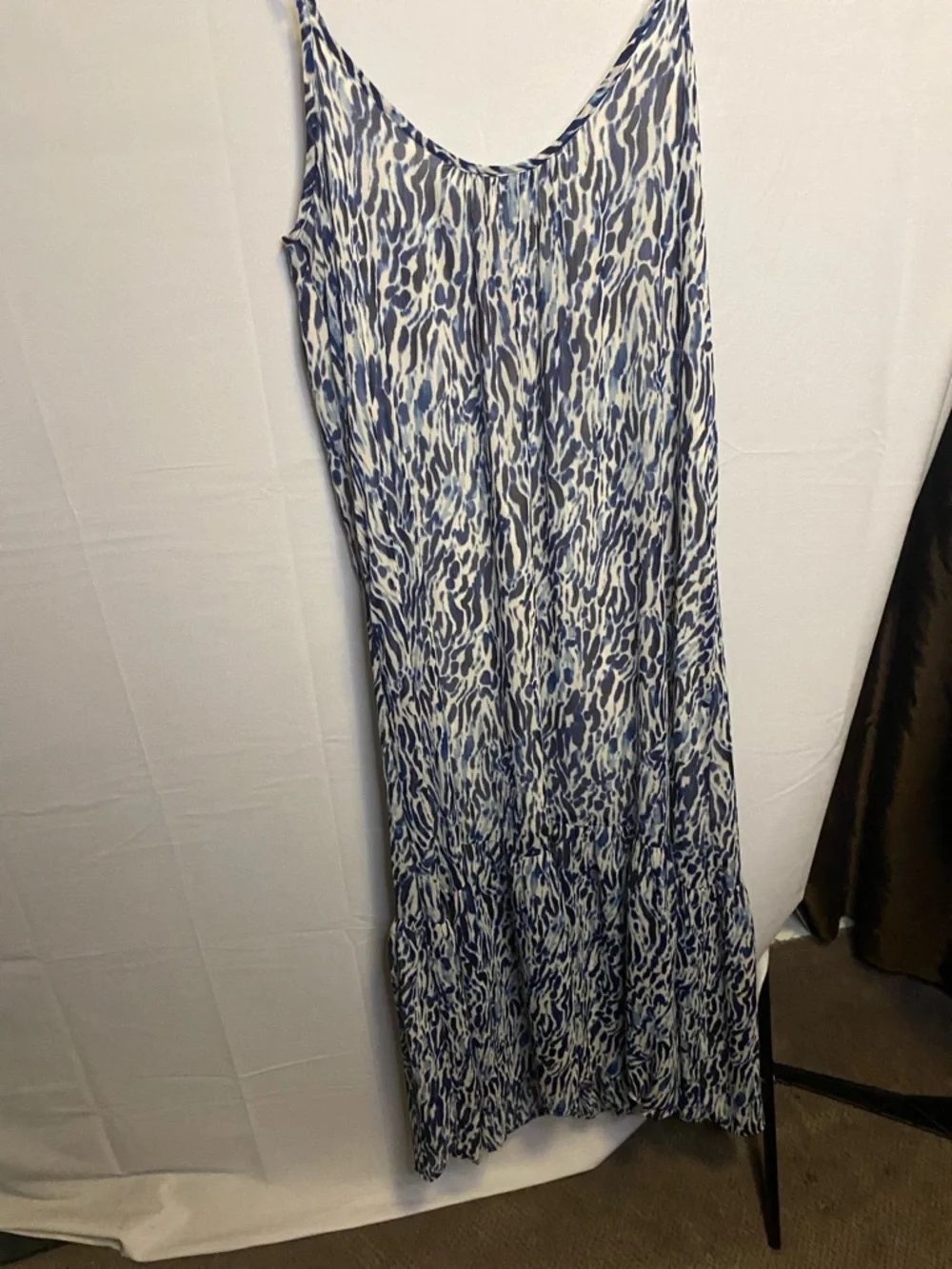 Veronica M Blue and White Abstract Print Maxi Slip Dress - Picture 5 of 5